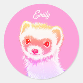 Sassy Ferret in Regenbogenfarben Runder Aufkleber