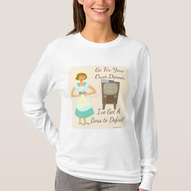 Sassy Fifties Gamer Funny Kitsch Fifties Hausfrau T-Shirt (Vorderseite)