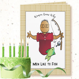 Sassy Fishing Ethnic Male Cartoon Joke Birthday Karte