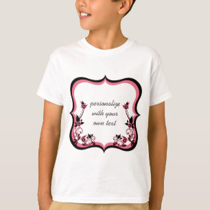 Sassy Floral Frame Girl's Shirt, rosa T-Shirt