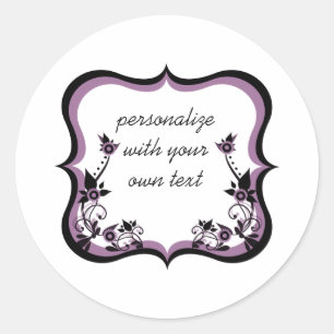 Sassy Floral Frame Stickers, Lila Runder Aufkleber