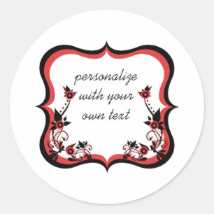 Sassy Floral Frame Stickers, rot Runder Aufkleber
