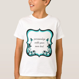 Sassy Floral Rahmen Girl's Shirt, Türkis T-Shirt