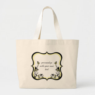 Sassy florale Rahmen Tasche, hellgelb Jumbo Stoffbeutel