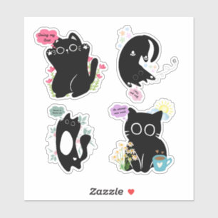 Sassy Funny Motivierend Black Cat Sticker Set
