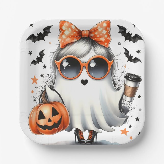 Sassy Halloween Ghost/Party Pappteller (Vorderseite)