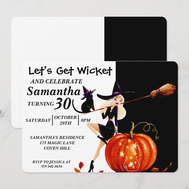Sassy Halloween Witch Anniversaire Invitation (Devant / Derrière)