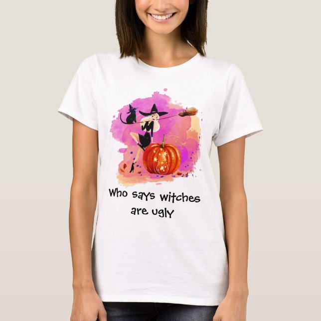 Sassy Hexe mit Cat Weibchen T - Shirt mit Text (Vorderseite)