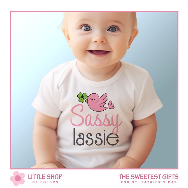 Sassy Lassie St Patrick's Day Customizable Girls Baby Strampler (Von Creator hochgeladen)