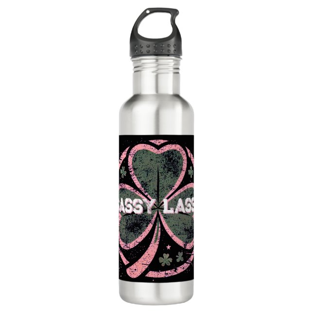 Sassy Lassy Grunge Pink Clover T - Shirt Edelstahlflasche (Vorderseite)