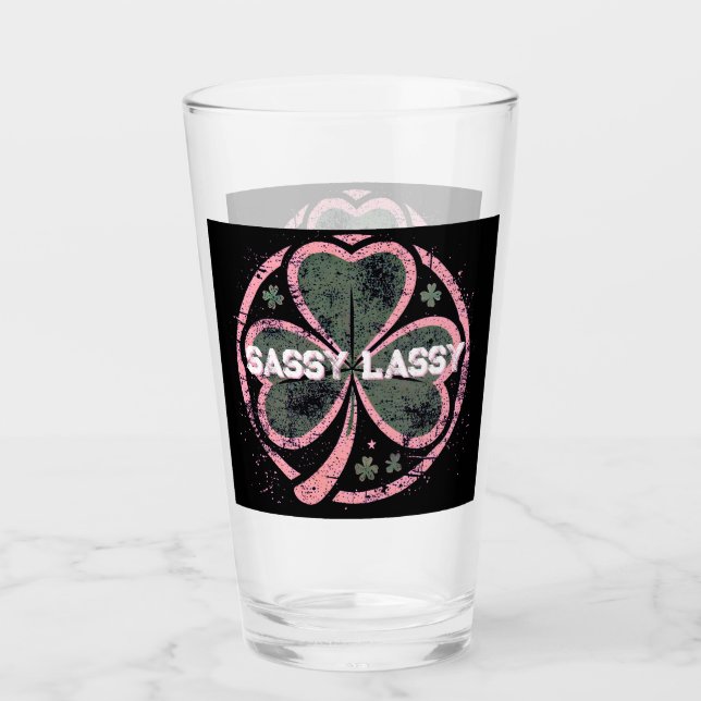 Sassy Lassy Grunge Pink Clover T - Shirt Glas (Vorderseite)