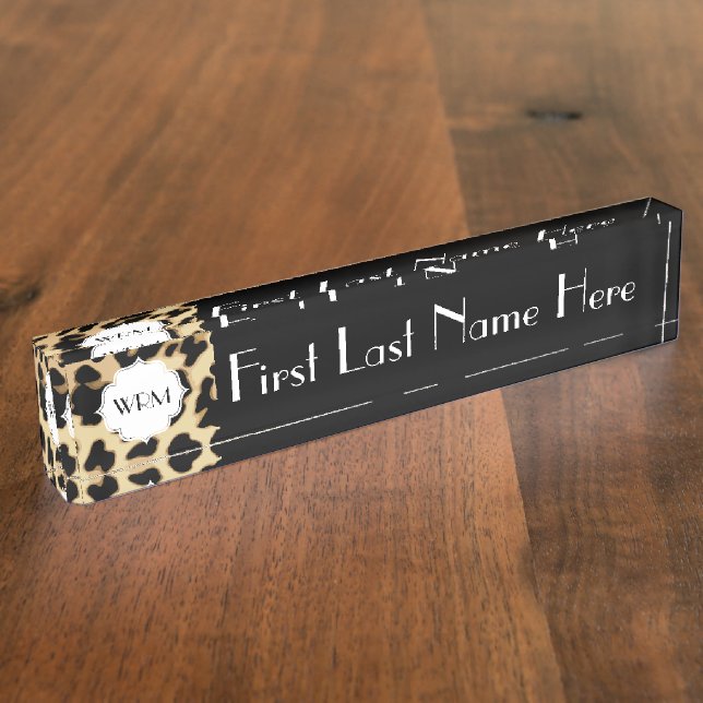 Sassy Leopard Print Mit Monogramm Namensplakette (Seite)