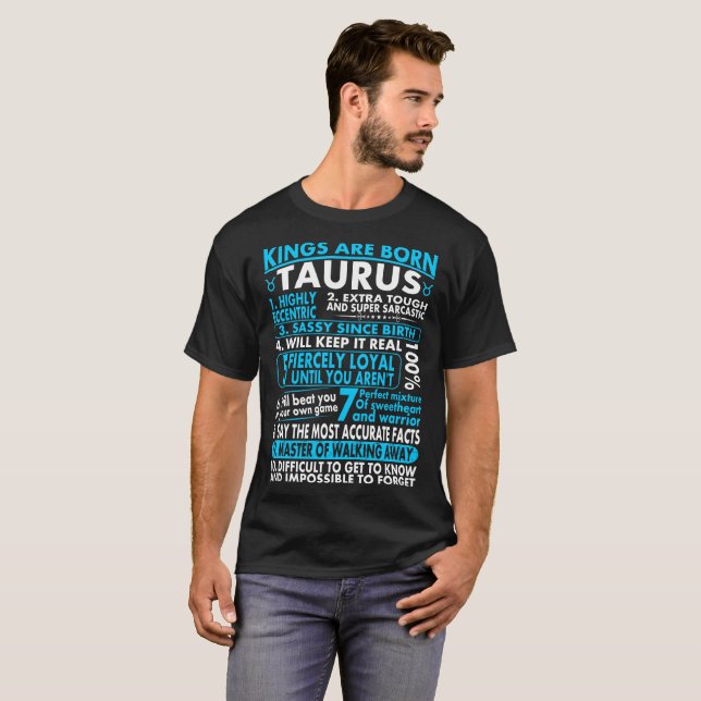 Sassy loyales T-Shirt König-Are Born Taurus Zodiac (Vorne ganz)