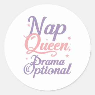 Sassy "Nap-Königin" Pastell-Typografie Runder Aufkleber