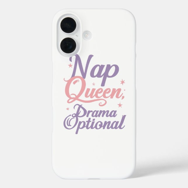 Sassy "Nap Queen" Pastel Typography iPhone 16 Hülle (Rückseite)