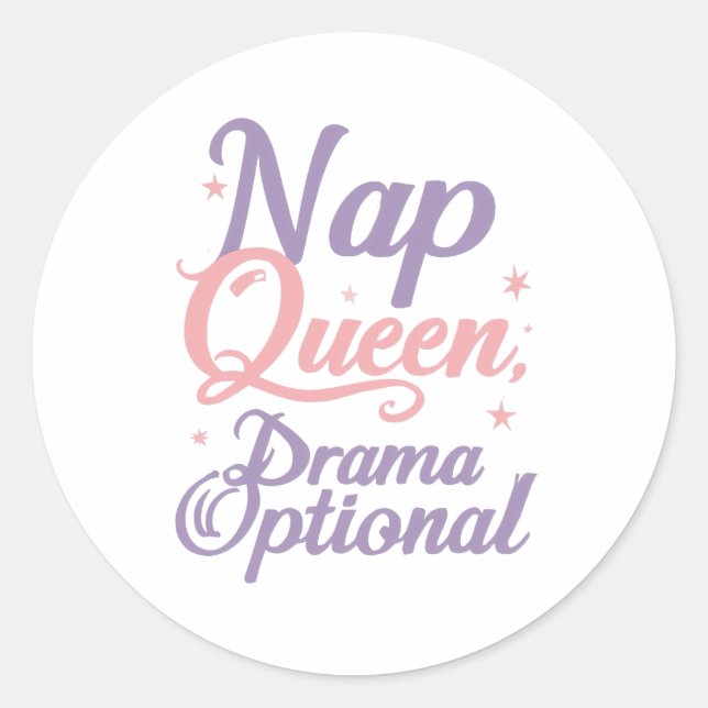 Sassy "Nap Queen" Pastel Typography Runder Aufkleber (Vorderseite)
