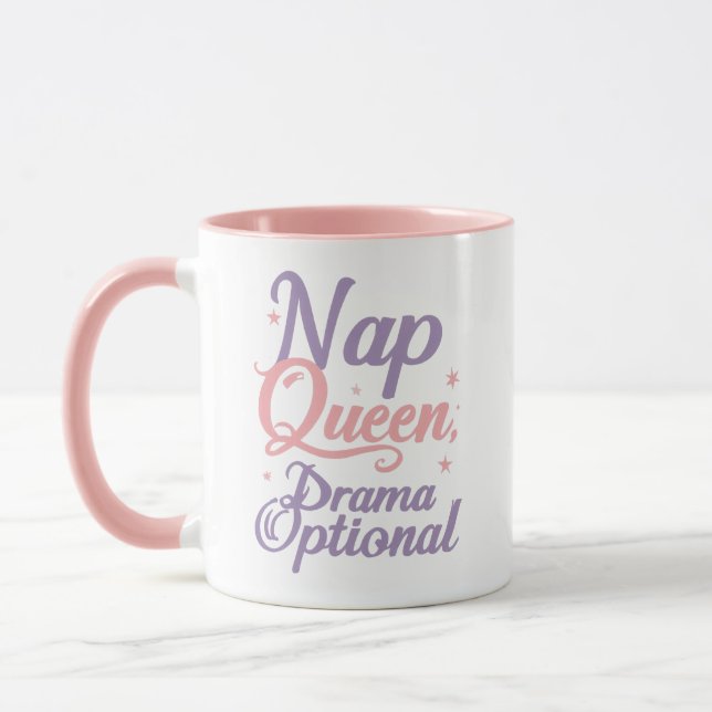 Sassy "Nap Queen" Pastel Typography Tasse (Links)