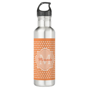 Sassy Orange Polka Dots Monogramm mit Namen Trinkflasche