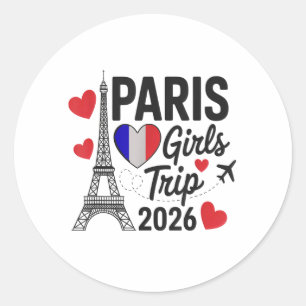 Sassy Paris Mädchen Reise 2026 Urlaub Kinder Treff Runder Aufkleber
