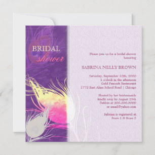 Sassy Peacock Feather Silhouette Brautparty Einladung