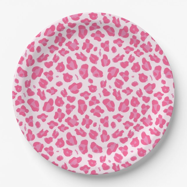 Sassy Pink auf rosa Leopard Print Pappteller (Vorderseite)