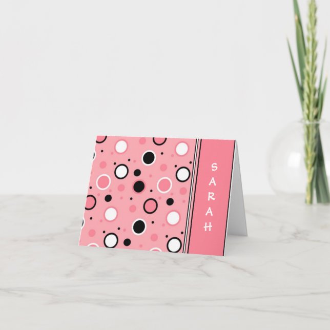 Sassy Pink Polka Dot Personalisierte Notecards Dankeskarte (Vorderseite)
