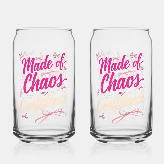Sassy Pink Typography Chaos And Confidence Dosenglas (Vorderseite)