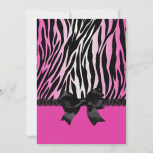 Sassy Pink Zebra Einladung mit Bow