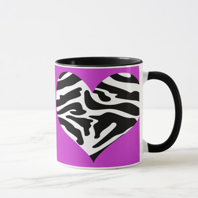Sassy Posh Lila u. Zebra-Herz-Tasse Tasse (Rechts)