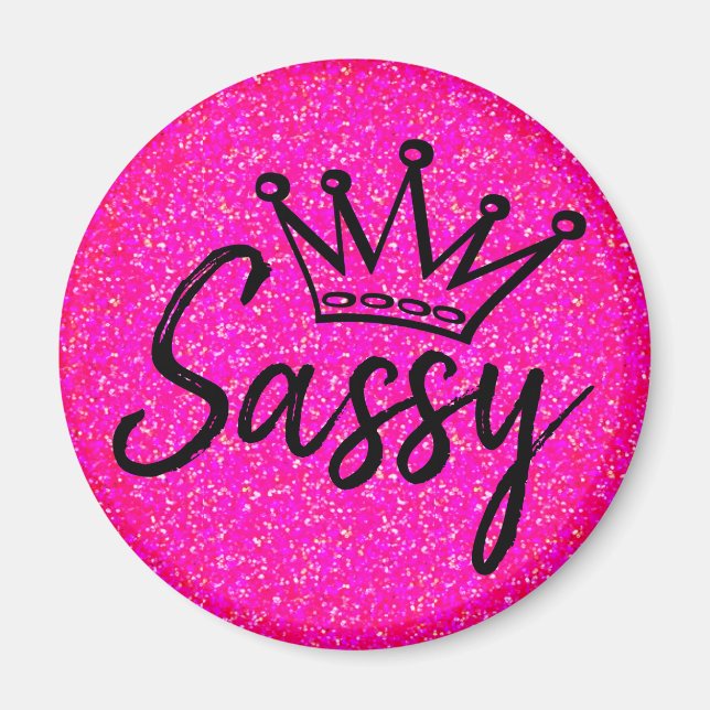 Sassy Princess - Black and Pink Glitz Crown Magnet (Vorne)