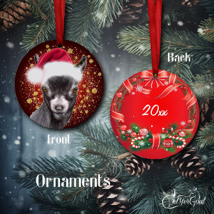 Sassy Pygmy Goat Weihnachtsmannmütze Weihnachtssch Keramik Ornament