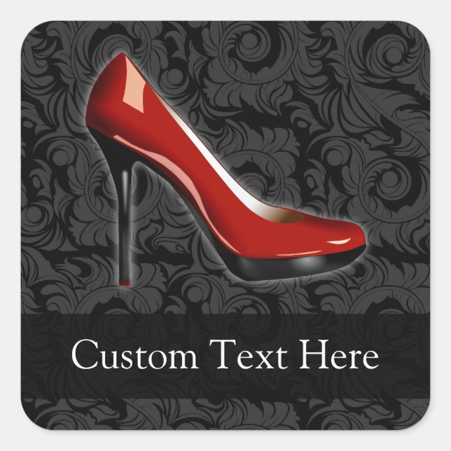 Sassy Red Shoe Quadratischer Aufkleber (Vorderseite)