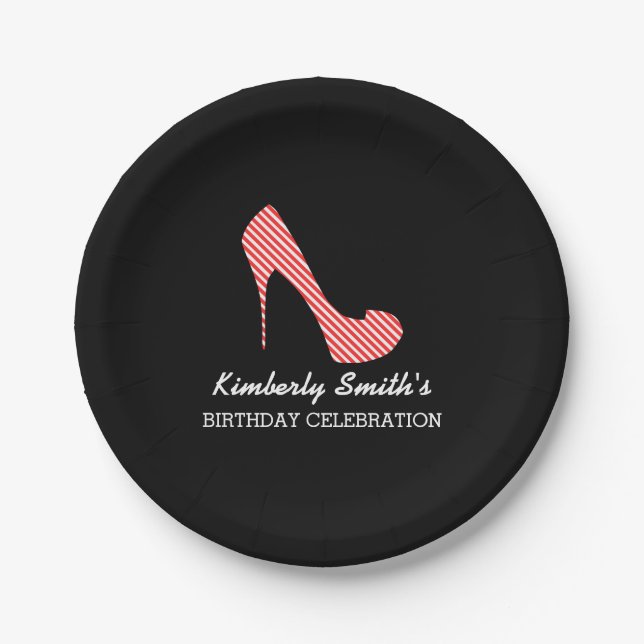 Sassy Red Stiletto High Heel Pappteller (Vorderseite)