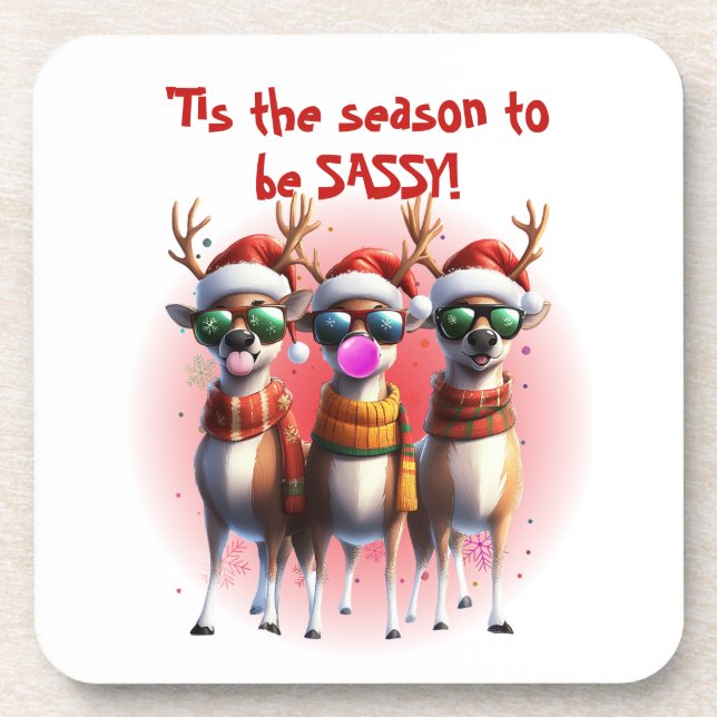 Sassy Reindeer Getränkeuntersetzer (Vorderseite)