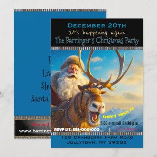 Sassy Santa & Reindeer Jährliches Weihnachtsfest P Einladung