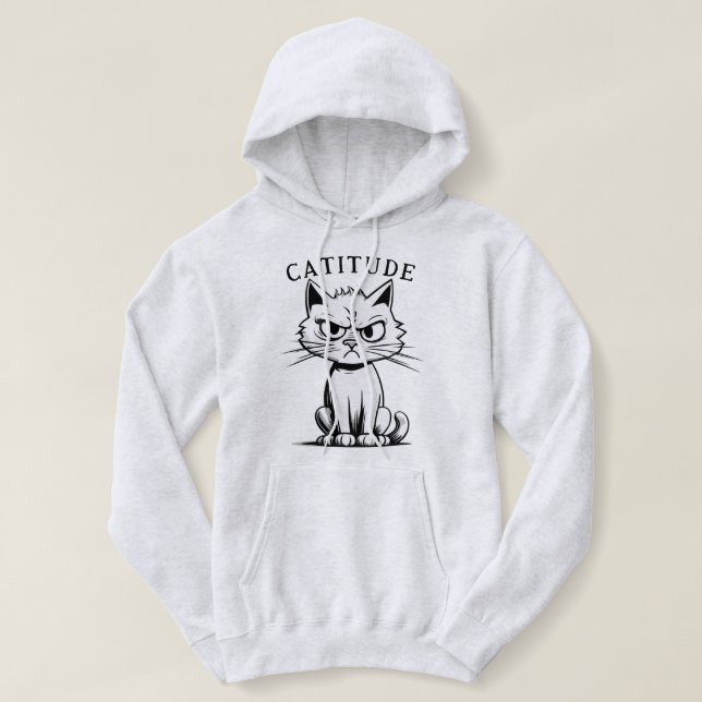 Sassy Sarcasm Catitude Cat Attitude Spaß Graphic Hoodie (Design vorne)