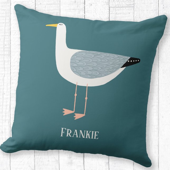 Sassy Seagull Personalisiert Kissen (Fun seagull personalized name coastal themed throw pillow)