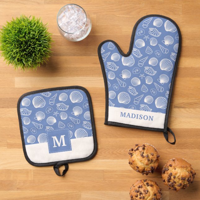 Sassy Seashell Pattern Ofenhandschuh & Topflappen-Set (Oben Unten)