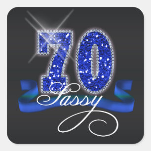 Sassy Seventy Sparkle ID191 Quadratischer Aufkleber
