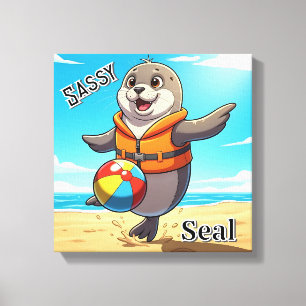 Sassy Siegel Niedlicher Cartoon Kids Kinderzimme Leinwanddruck