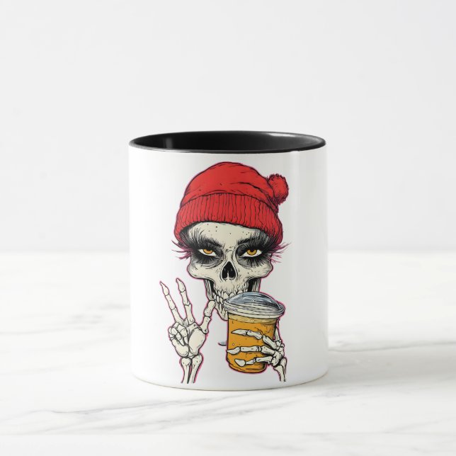 Sassy Skeleton Coffee Tasse - Goth Girl Vibes (Zentrum)