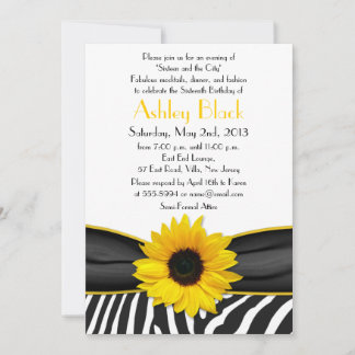 Sassy Sonnenblume Zebra Print Sweet 16 Einladung