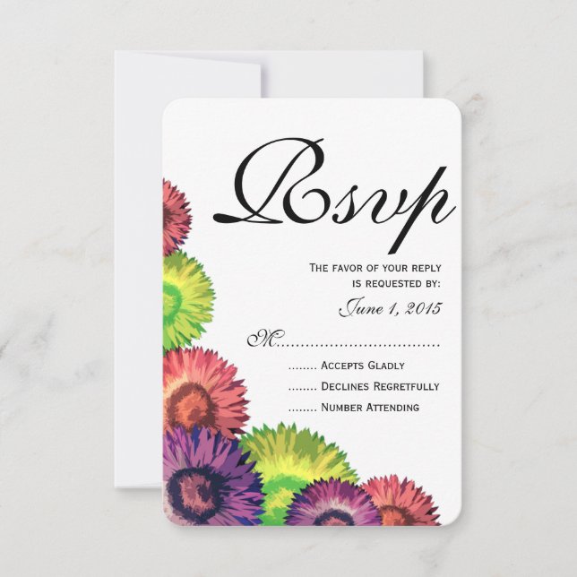 Sassy Spring Flowers Modern Wedding Carte RSVP (Devant)