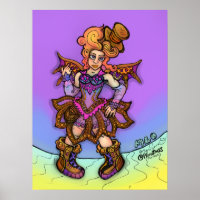 Sassy Steampunk Lady mit Top Hut und Flügel Art