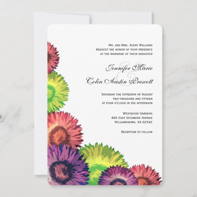 Sassy Summer Blume Moderne Hochzeitseinladung Einladung (Vorderseite)