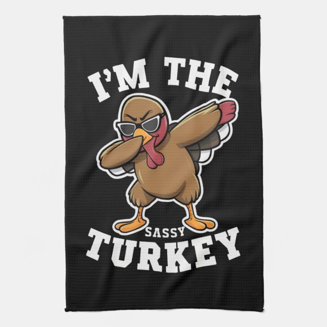 Sassy Turkey Matching Family Erntedank Party Geschirrtuch (Vertikal)