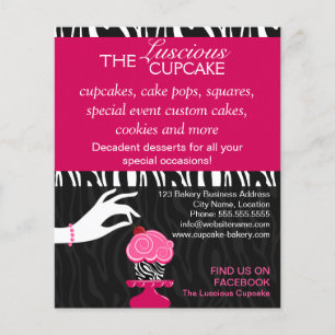 Sassy Zebra Cupcake Bäckerei Werbeaktion Flyer