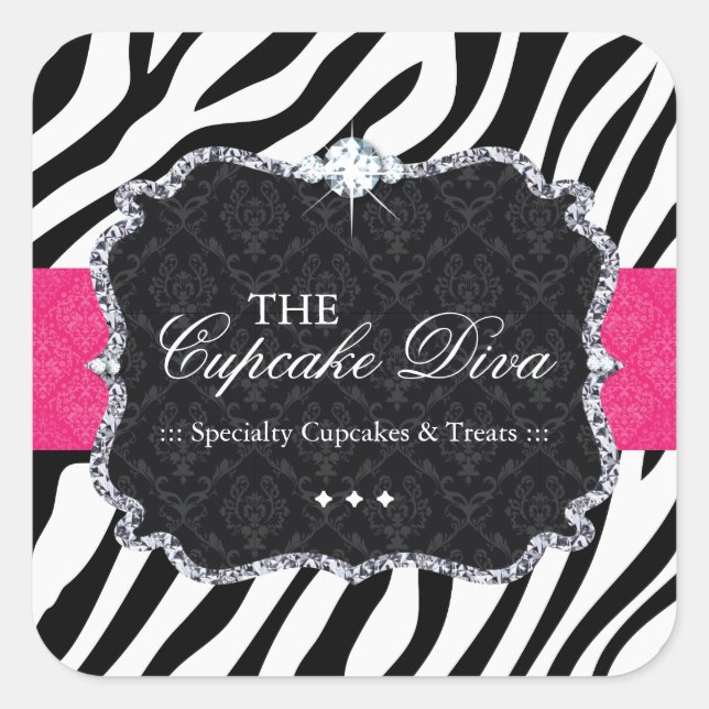 Sassy Zebra Cupcake - Stickers Emballage (Devant)
