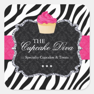 Sassy Zebra Cupcake - Verpackungsaufkleber Quadratischer Aufkleber