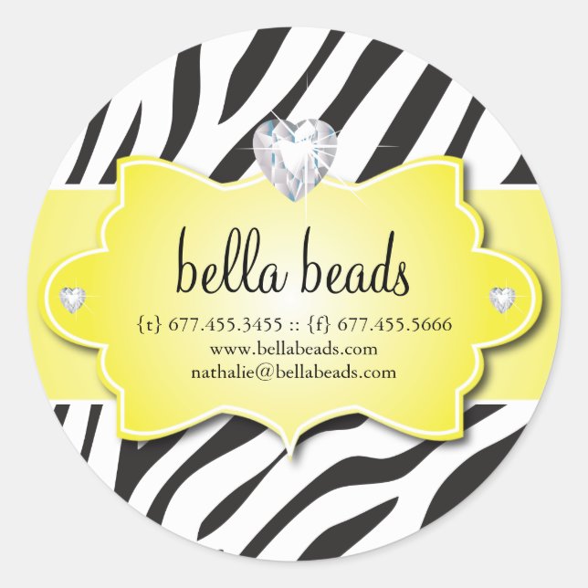 Sassy Zebra Jewelry Designer Stickers (Vorderseite)